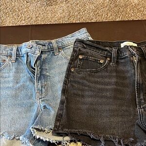 Abercrombie & Fitch Light Blue and Black Denim Shorts
